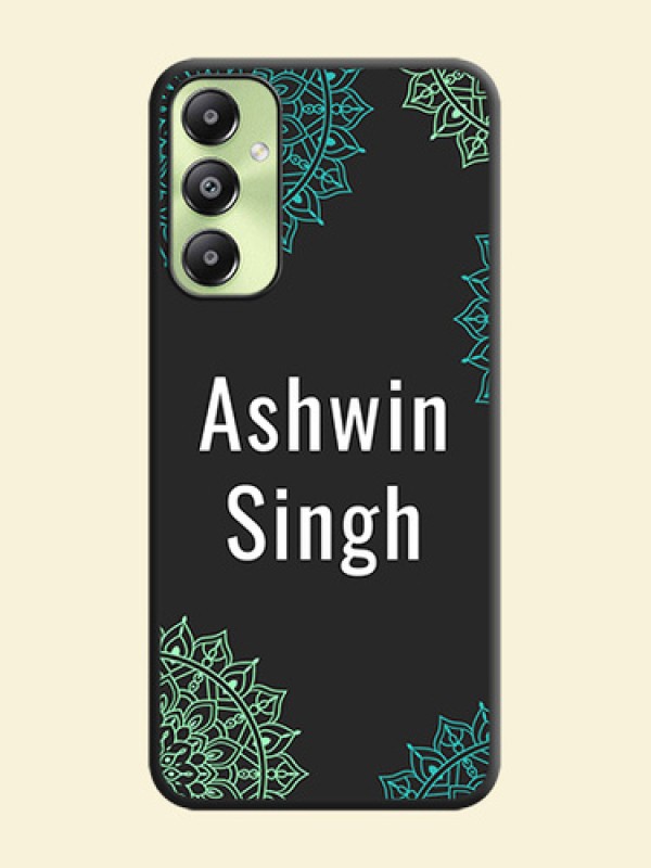 Your Name with Floral Design On Space Black Custom Soft Matte Mobile Back Cover - Galaxy A05s