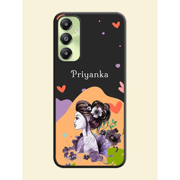 Namecase For Her With Fancy Lady Image On Space Black Custom Soft Matte Mobile Back Cover - Galaxy A05s