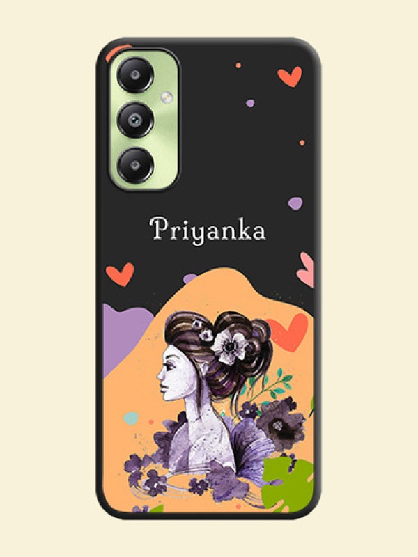 Namecase For Her With Fancy Lady Image On Space Black Custom Soft Matte Mobile Back Cover - Galaxy A05s