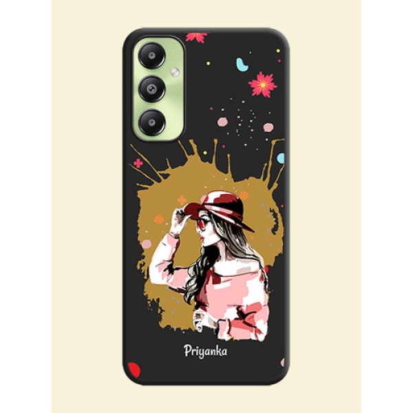 Mordern Lady With Color Splash Background With Custom Text On Space Black Custom Soft Matte Mobile Back Cover - Galaxy A05s Mordern Lady With Color Splash Background With Custom Text On Space Black Custom Soft Matte Mobile Back Cover - Galaxy A05s