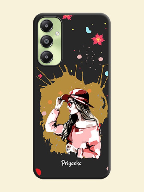 Mordern Lady With Color Splash Background With Custom Text On Space Black Custom Soft Matte Mobile Back Cover - Galaxy A05s