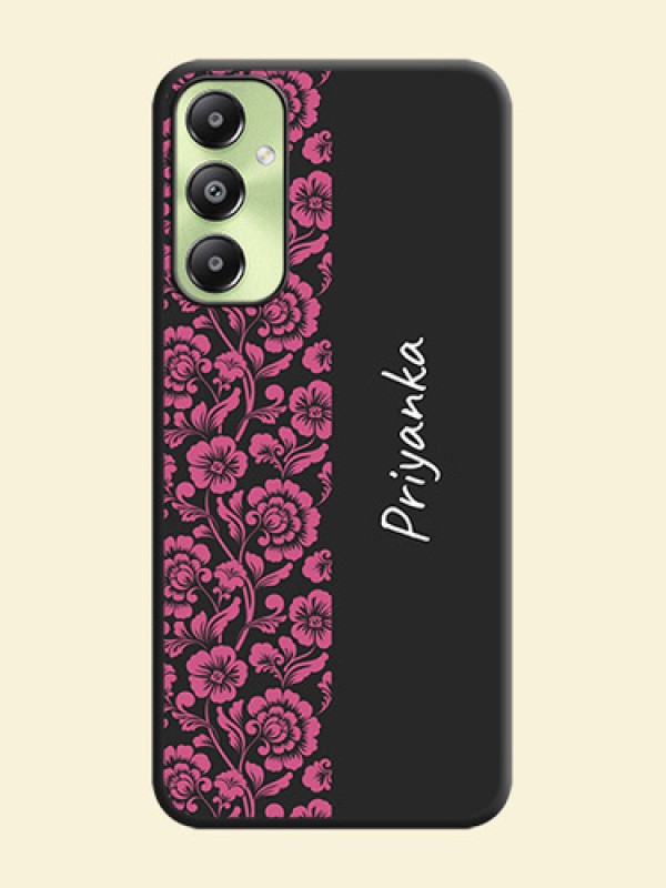 Pink Floral Pattern Design With Custom Text On Space Black Custom Soft Matte Mobile Back Cover - Galaxy A05s