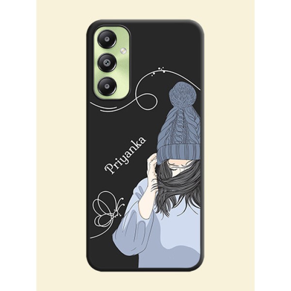 Girl With Blue Winter Outfiit Custom Text Design On Space Black Custom Soft Matte Mobile Back Cover - Galaxy A05s Girl With Blue Winter Outfiit Custom Text Design On Space Black Custom Soft Matte Mobile Back Cover - Galaxy A05s