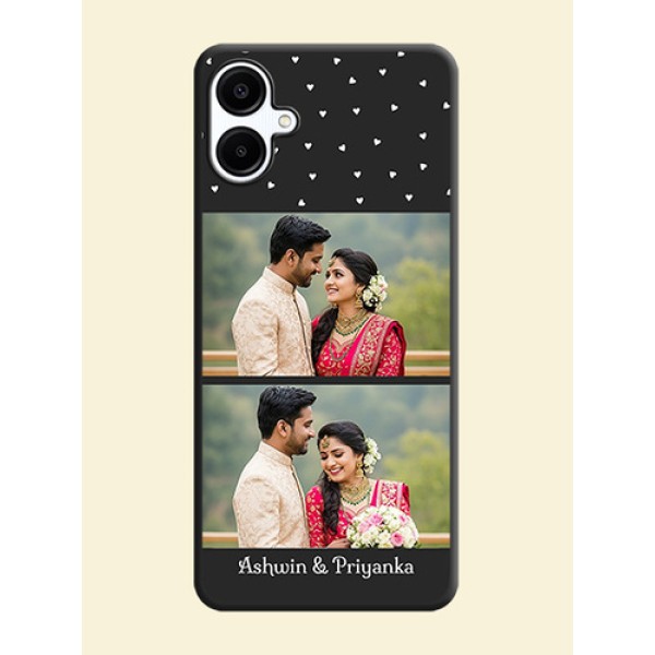 Miniature Love Symbols with Name On Space Black Custom Soft Matte Mobile Back Cover - Galaxy A06 Miniature Love Symbols with Name On Space Black Custom Soft Matte Mobile Back Cover - Galaxy A06