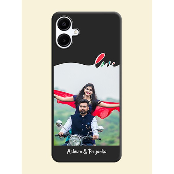 Fall in Love Pattern with Picture on Photo On Space Black Custom Soft Matte Mobile Back Cover - Galaxy A06 Fall in Love Pattern with Picture on Photo On Space Black Custom Soft Matte Mobile Back Cover - Galaxy A06