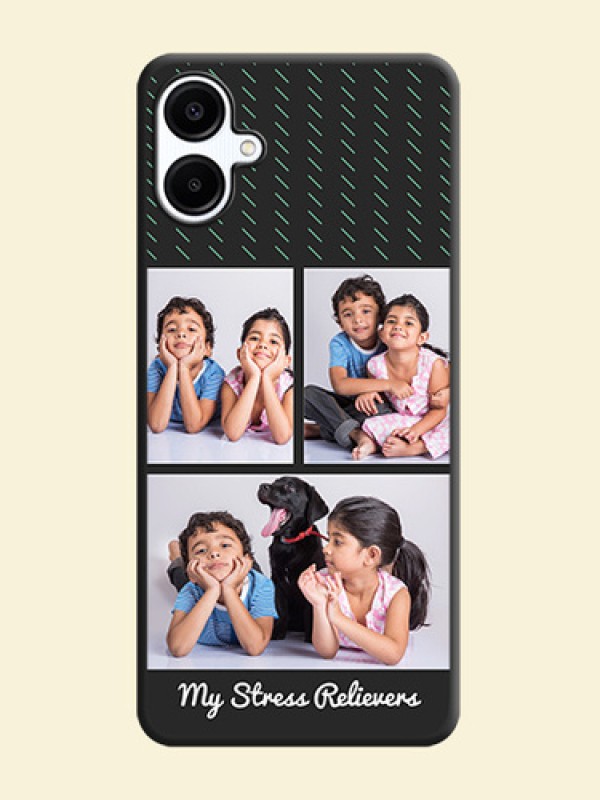 Cross Dotted Pattern with 2 Image Holder On Space Black Custom Soft Matte Mobile Back Cover - Galaxy A06