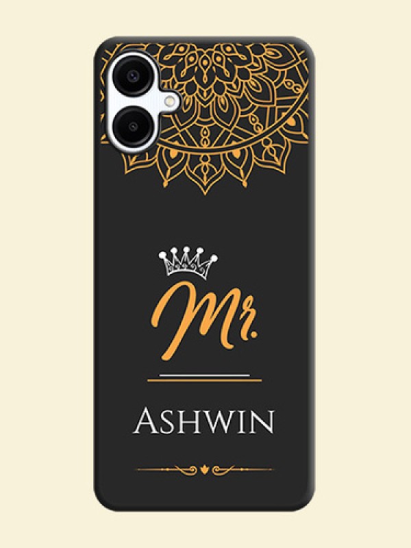 Mr Name with Floral Design On Space Black Custom Soft Matte Mobile Back Cover - Galaxy A06