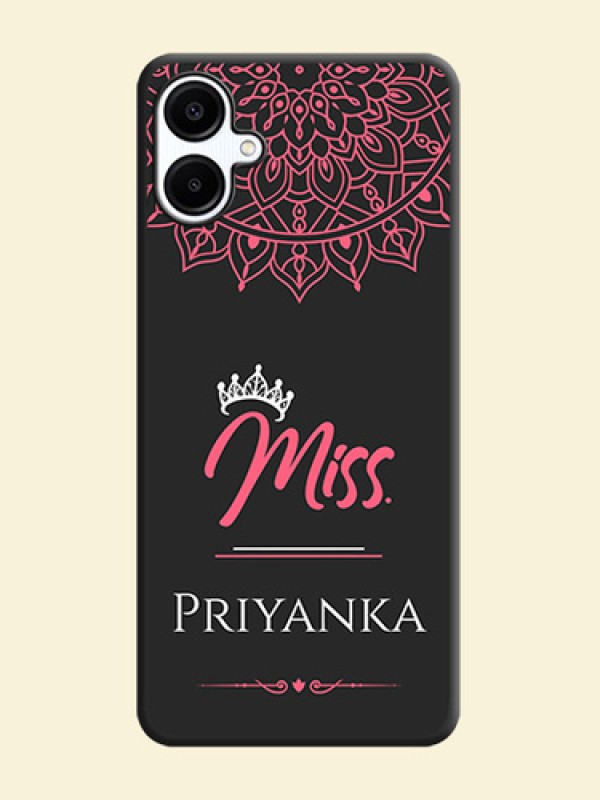 Mrs Name with Floral Design On Space Black Custom Soft Matte Mobile Back Cover - Galaxy A06