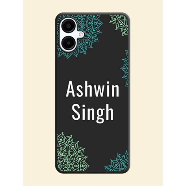 Your Name with Floral Design On Space Black Custom Soft Matte Mobile Back Cover - Galaxy A06 Your Name with Floral Design On Space Black Custom Soft Matte Mobile Back Cover - Galaxy A06