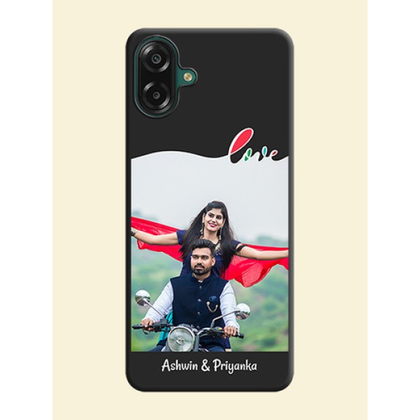 Fall in Love Pattern with Picture on Photo On Space Black Custom Soft Matte Mobile Back Cover - Samsung Galaxy A07 Fall in Love Pattern with Picture on Photo On Space Black Custom Soft Matte Mobile Back Cover - Samsung Galaxy A07