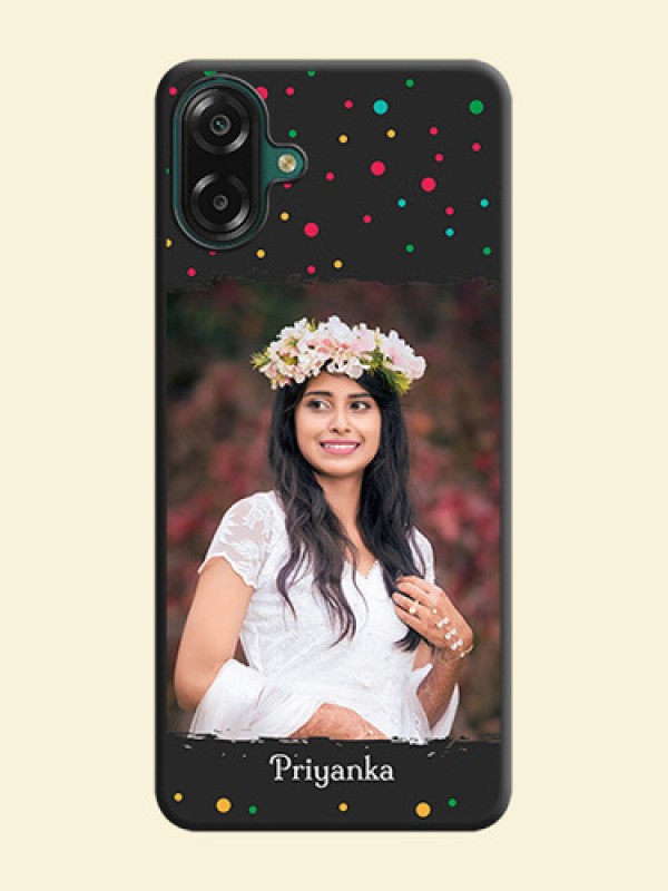 Multicolor Dotted Pattern with Text On Space Black Custom Soft Matte Mobile Back Cover - Samsung Galaxy A07