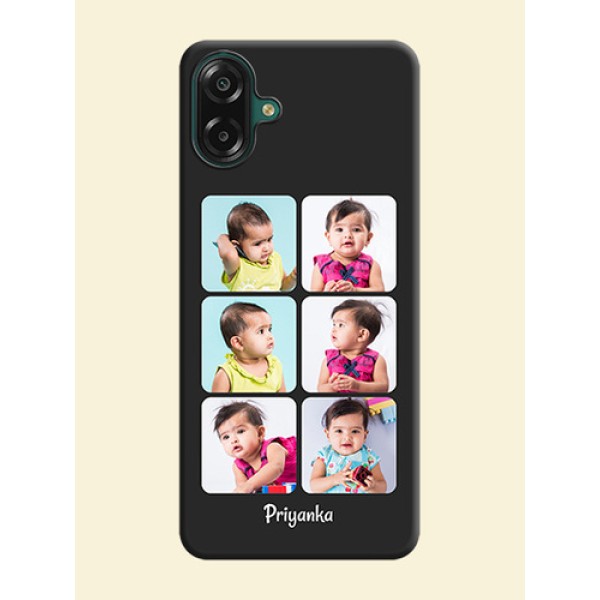 Floral Art with 6 Image Holder on Photo On Space Black Custom Soft Matte Mobile Back Cover - Samsung Galaxy A07 Floral Art with 6 Image Holder on Photo On Space Black Custom Soft Matte Mobile Back Cover - Samsung Galaxy A07