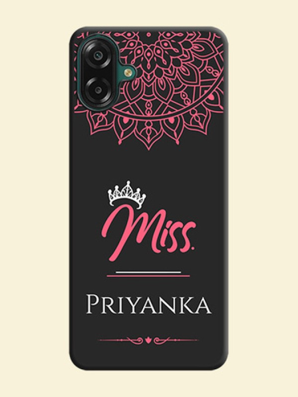 Mrs Name with Floral Design On Space Black Custom Soft Matte Mobile Back Cover - Samsung Galaxy A07