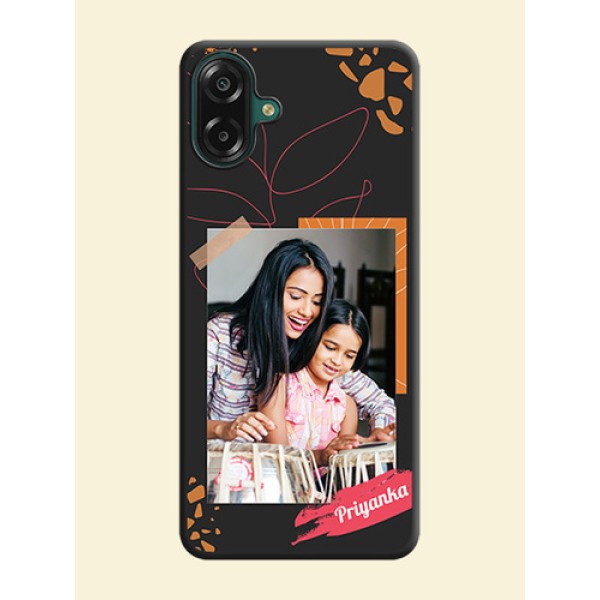 Orange Photo Frame On Space Black Custom Soft Matte Mobile Back Cover - Samsung Galaxy A07 Orange Photo Frame On Space Black Custom Soft Matte Mobile Back Cover - Samsung Galaxy A07