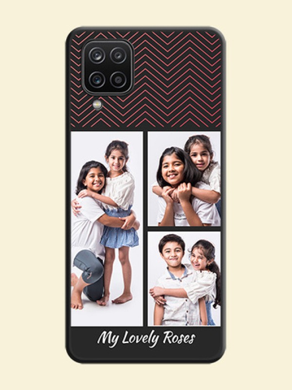 Wave Pattern with 3 Image Holder on Space Black Custom Soft Matte Back Cover - Galaxy A12