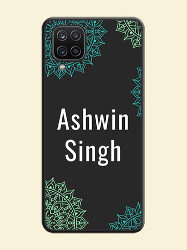Your Name with Floral Design on Space Black Custom Soft Matte Back Cover - Galaxy A12