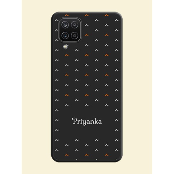 Simple Pattern With Custom Text On Space Black Personalized Soft Matte Phone Covers -Samsung Galaxy A12 Simple Pattern With Custom Text On Space Black Personalized Soft Matte Phone Covers -Samsung Galaxy A12