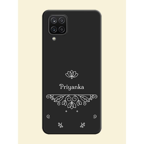 Lotus Garden Custom Text On Space Black Personalized Soft Matte Phone Covers -Samsung Galaxy A12 Lotus Garden Custom Text On Space Black Personalized Soft Matte Phone Covers -Samsung Galaxy A12