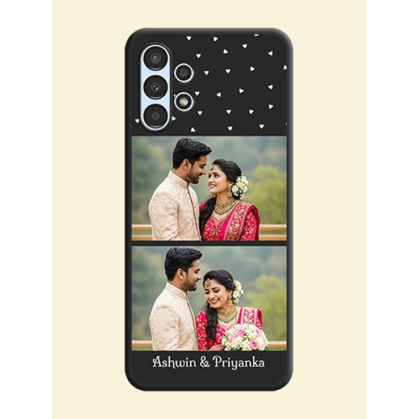 Miniature Love Symbols with Name on Space Black Custom Soft Matte Back Cover - Galaxy A13 Miniature Love Symbols with Name on Space Black Custom Soft Matte Back Cover - Galaxy A13