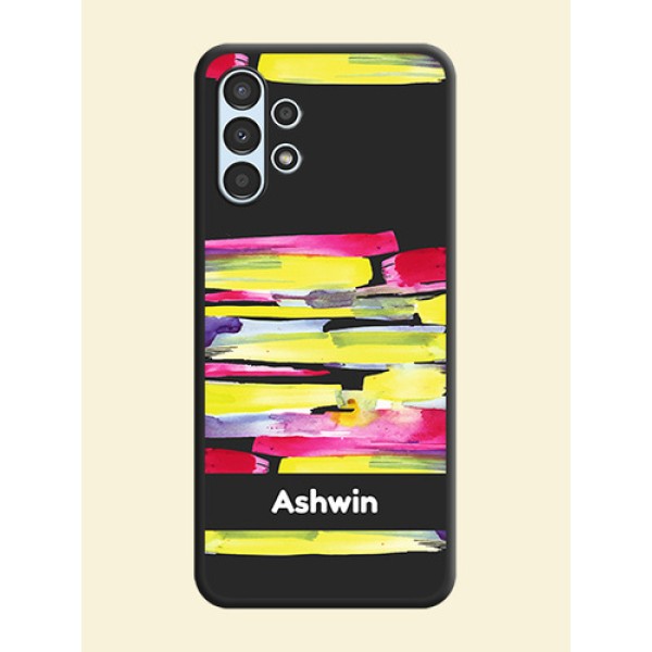 Brush Coloured on Space Black Personalized Soft Matte Phone Covers - Galaxy A13 Brush Coloured on Space Black Personalized Soft Matte Phone Covers - Galaxy A13