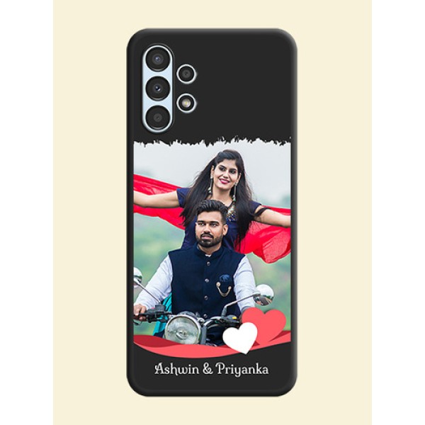 Pin Color Love Shaped Ribbon Design with Text on Space Black Custom Soft Matte Phone Back Cover - Galaxy A13 Pin Color Love Shaped Ribbon Design with Text on Space Black Custom Soft Matte Phone Back Cover - Galaxy A13