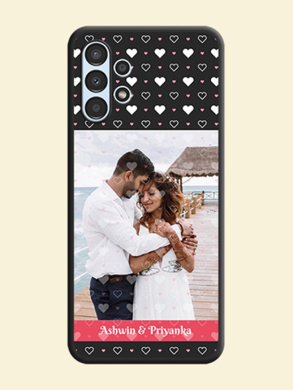 White Color Love Symbols with Text Design on Photo on Space Black Soft Matte Phone Cover - Galaxy A13