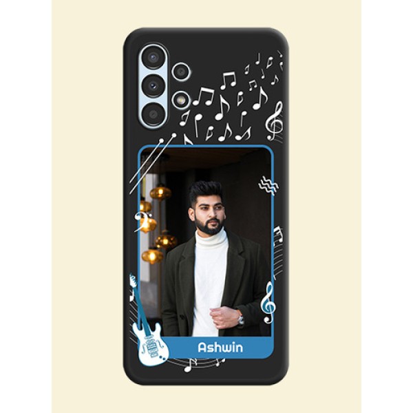 Musical Theme Design with Text on Photo on Space Black Soft Matte Mobile Case - Galaxy A13