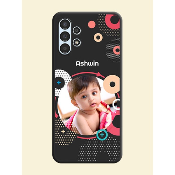 Multicoloured Round Image on Personalised Space Black Soft Matte Cases - Galaxy A13 Multicoloured Round Image on Personalised Space Black Soft Matte Cases - Galaxy A13