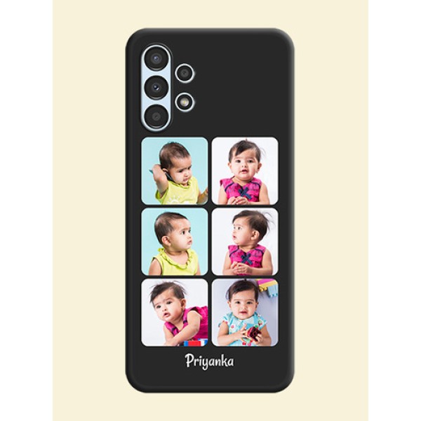 Floral Art with 6 Image Holder on Photo on Space Black Soft Matte Mobile Case - Galaxy A13 Floral Art with 6 Image Holder on Photo on Space Black Soft Matte Mobile Case - Galaxy A13