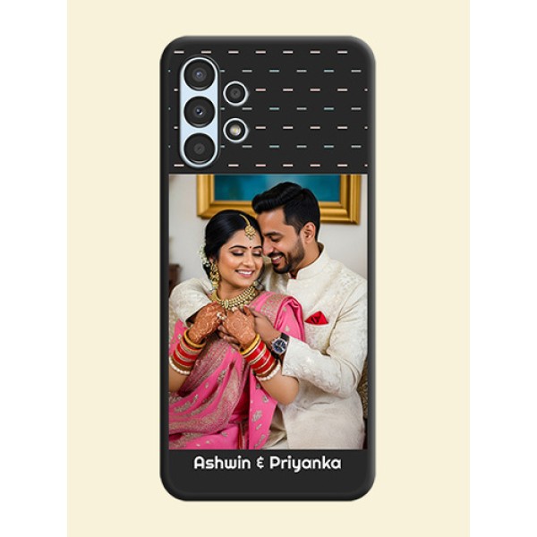 Line Pattern Design with Text on Space Black Custom Soft Matte Phone Back Cover - Galaxy A13 Line Pattern Design with Text on Space Black Custom Soft Matte Phone Back Cover - Galaxy A13