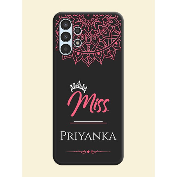 Mrs Name with Floral Design on Space Black Personalized Soft Matte Phone Covers - Galaxy A13 Mrs Name with Floral Design on Space Black Personalized Soft Matte Phone Covers - Galaxy A13