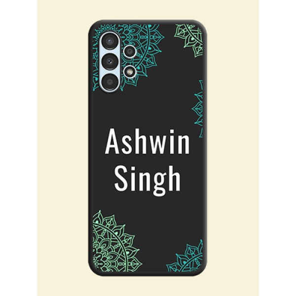 Your Name with Floral Design on Space Black Custom Soft Matte Back Cover - Galaxy A13