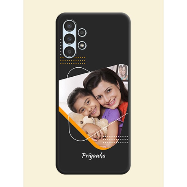 Yellow Triangle on Photo on Space Black Soft Matte Phone Cover - Galaxy A13 Yellow Triangle on Photo on Space Black Soft Matte Phone Cover - Galaxy A13