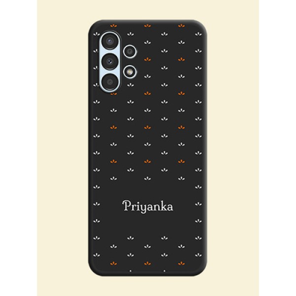 Simple Pattern With Custom Text On Space Black Personalized Soft Matte Phone Covers -Samsung Galaxy A13 Simple Pattern With Custom Text On Space Black Personalized Soft Matte Phone Covers -Samsung Galaxy A13