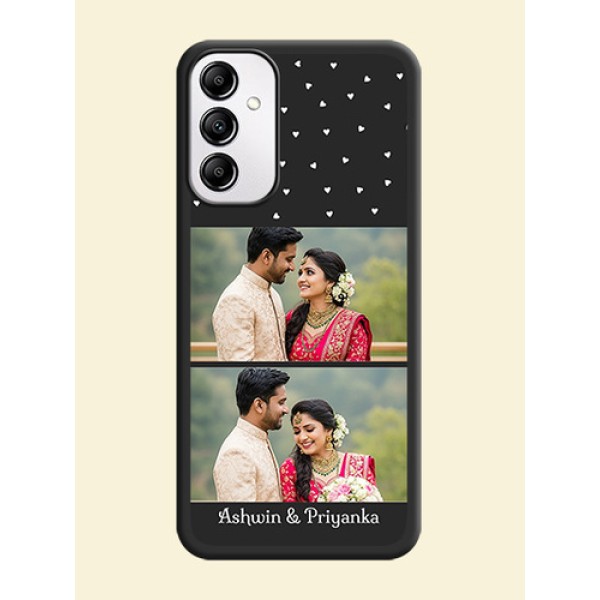 Miniature Love Symbols with Name on Space Black Custom Soft Matte Back Cover -Galaxy A14 4G Miniature Love Symbols with Name on Space Black Custom Soft Matte Back Cover -Galaxy A14 4G