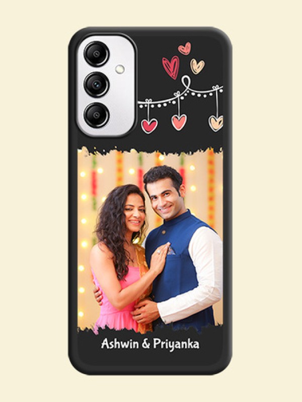 Pink Love Hangings with Name on Space Black Custom Soft Matte Phone Cases -Galaxy A14 4G