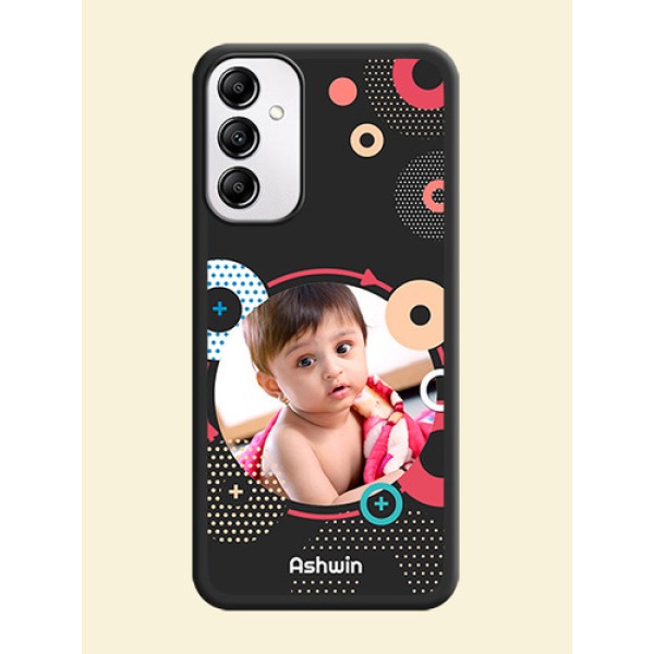 Multicoloured Round Image on Personalised Space Black Soft Matte Cases -Galaxy A14 4G Multicoloured Round Image on Personalised Space Black Soft Matte Cases -Galaxy A14 4G
