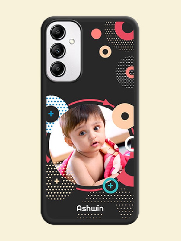 Multicoloured Round Image on Personalised Space Black Soft Matte Cases -Galaxy A14 4G
