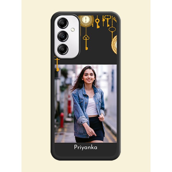 Decorative Design with Text on Space Black Custom Soft Matte Back Cover -Galaxy A14 4G