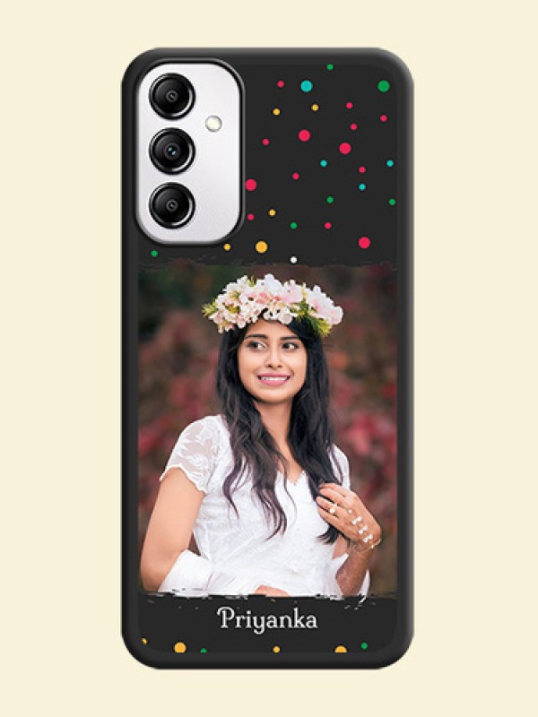 Multicolor Dotted Pattern with Text on Space Black Custom Soft Matte Phone Back Cover -Galaxy A14 4G