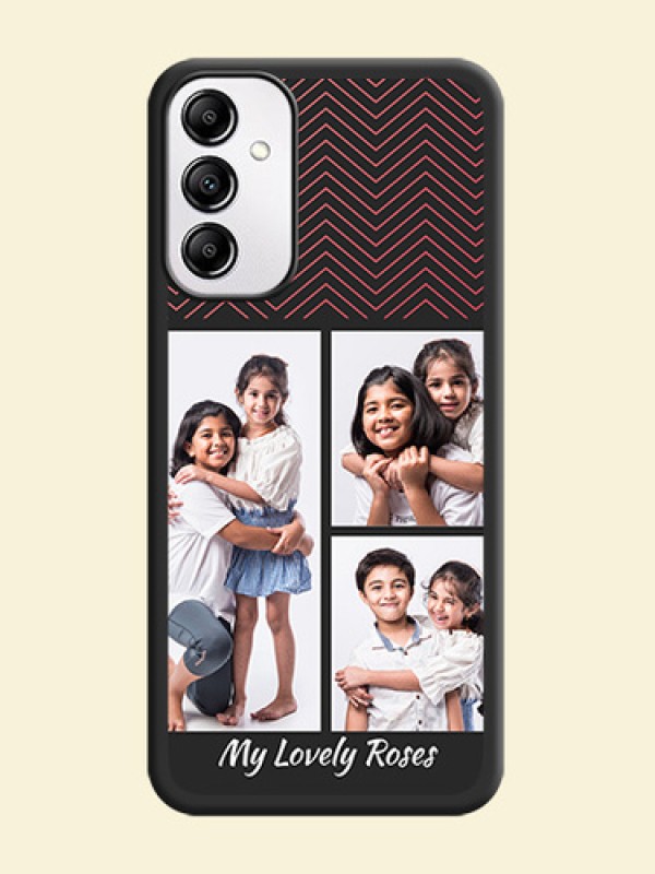 Wave Pattern with 3 Image Holder on Space Black Custom Soft Matte Back Cover -Galaxy A14 4G