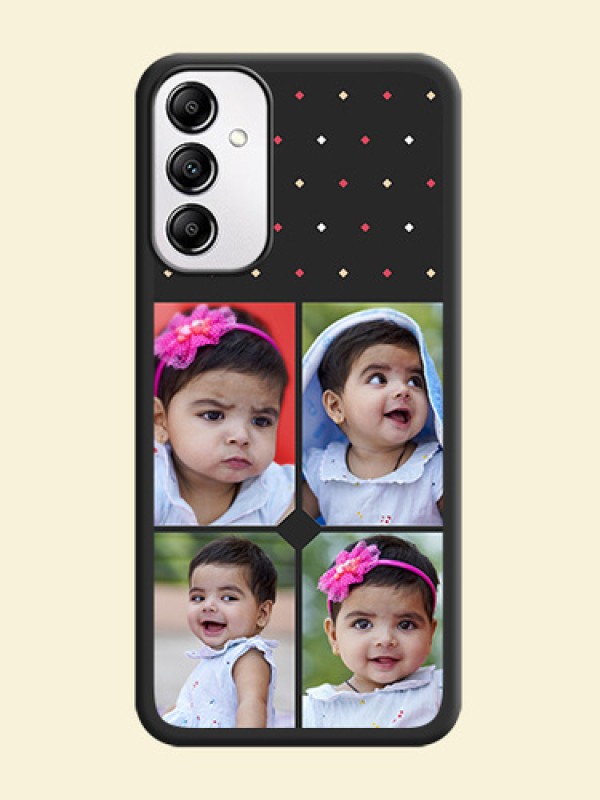 Multicolor Dotted Pattern with 4 Image Holder on Space Black Custom Soft Matte Phone Cases -Galaxy A14 4G