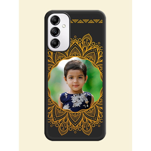 Round Image with Floral Design - Photo on Space Black Soft Matte Mobile Cover -Galaxy A14 4G Round Image with Floral Design - Photo on Space Black Soft Matte Mobile Cover -Galaxy A14 4G