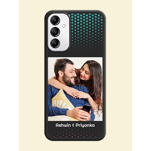Faded Dots with Grunge Photo Frame and Text on Space Black Custom Soft Matte Phone Cases -Galaxy A14 4G
