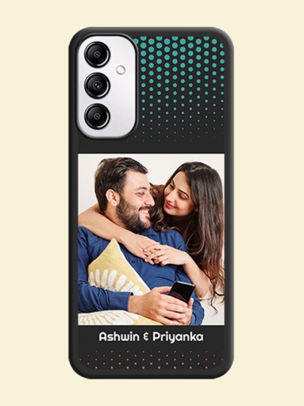 Faded Dots with Grunge Photo Frame and Text on Space Black Custom Soft Matte Phone Cases -Galaxy A14 4G
