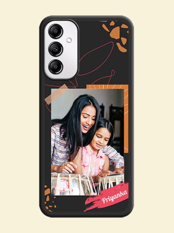Orange Photo Frame on Space Black Custom Soft Matte Phone Back Cover -Galaxy A14 4G