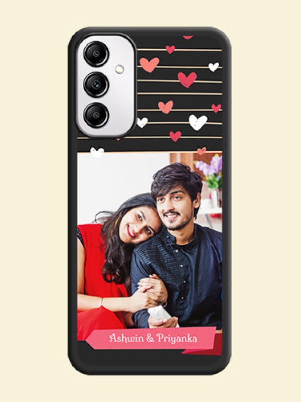 Love Pattern with Name on Pink Ribbon  on Photo on Space Black Soft Matte Back Cover - Samsung Galaxy A14
