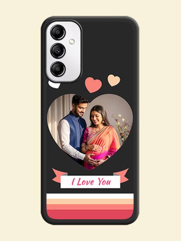 Love Shaped Photo with Colorful Stripes on Personalised Space Black Soft Matte Cases - Samsung Galaxy A14