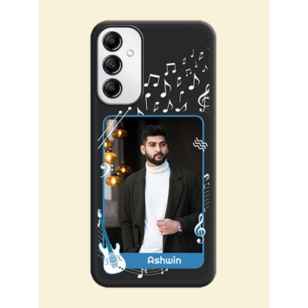 Musical Theme Design with Text on Photo on Space Black Soft Matte Mobile Case - Samsung Galaxy A14 Musical Theme Design with Text on Photo on Space Black Soft Matte Mobile Case - Samsung Galaxy A14