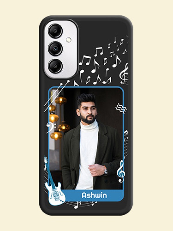 Musical Theme Design with Text on Photo on Space Black Soft Matte Mobile Case - Samsung Galaxy A14